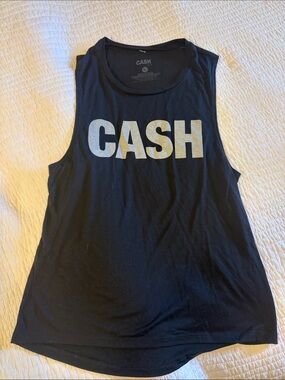 Ash Black Tank with Metallic Silver CASH Print